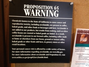 California Prop 65 Toxin Warning